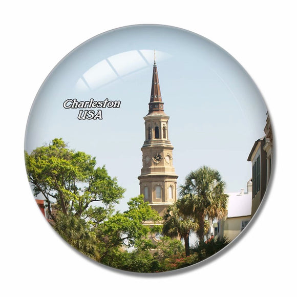 America USA Charleston Church 3D Fridge Magnet Crystal Glass