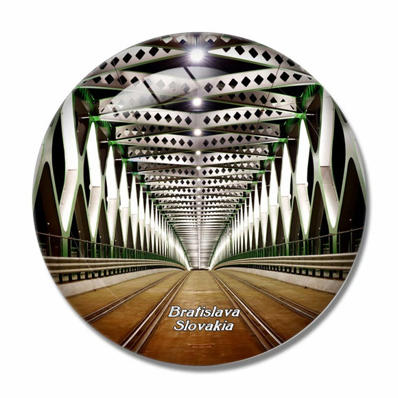 Slovakia Bridge Bratislava Danube River 3D Fridge Magnet Crystal Glass