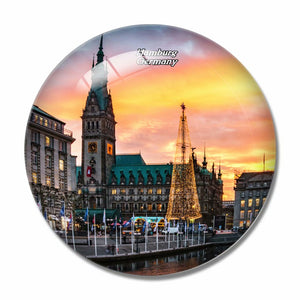 Germany Hamburg Christmas Market 3D Fridge Magnet Crystal Glass