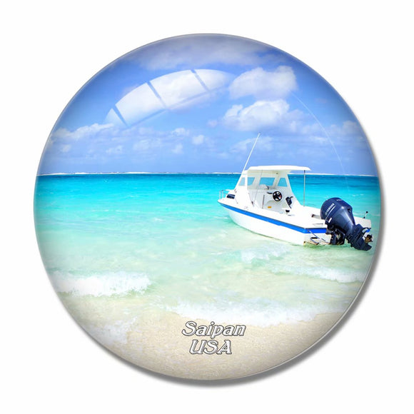 Northern Mariana USA Boat Saipan 3D Fridge Magnet Crystal Glass