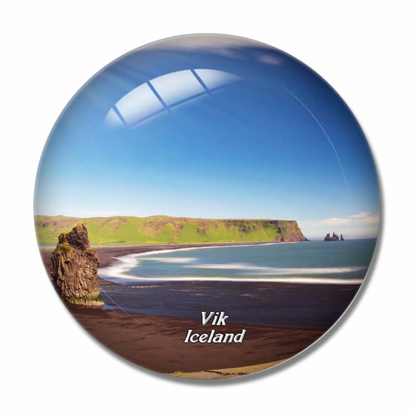 Iceland Black Sand Beach Vik 3D Fridge Magnet Crystal Glass