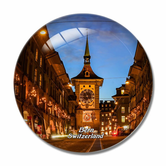 Switzerland Clock Tower Bern 3D Fridge Magnet Crystal Glass