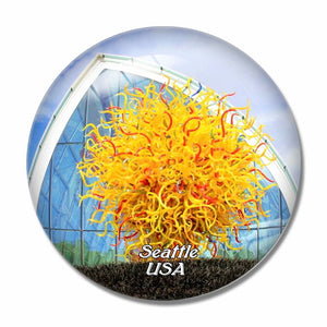 USA America Chihuly Garden and Glass Seattle 3D Fridge Magnet Crystal Glass