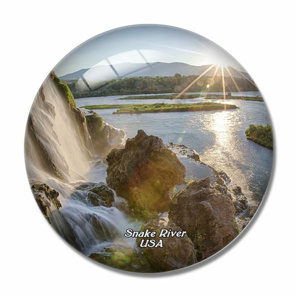 America USA Snake River Waterfall 3D Fridge Magnet Crystal Glass