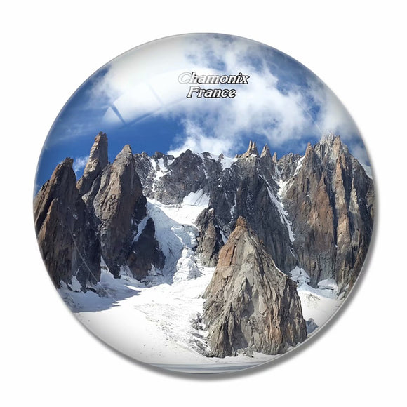 France Mt. Blanc Chamonix Alps 3D Fridge Magnet Crystal Glass