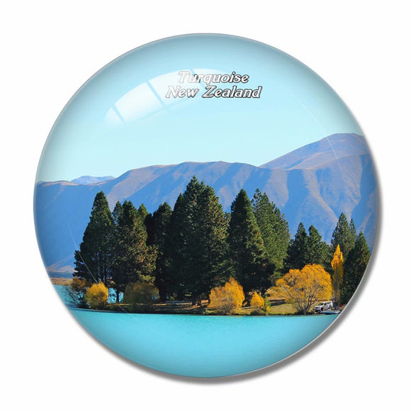 New Zealand Turquoise Reservoir Lake 3D Fridge Magnet Crystal Glass