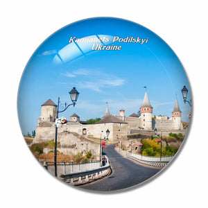 Ukraine Fortress Castle Kamianets-Podilskyi 3D Fridge Magnet Crystal Glass