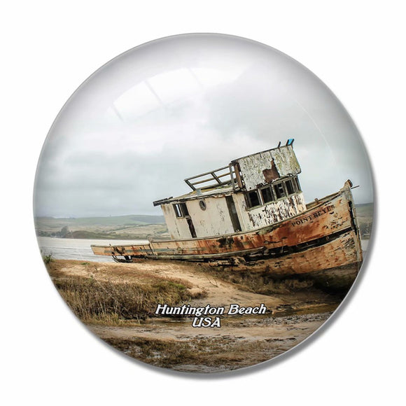 USA America Boat Huntington Beach 3D Fridge Magnet Crystal Glass