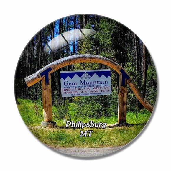 Philipsburg Gem Mountain Sapphire Mine Montana USA 3D Fridge Magnet Crystal Glass