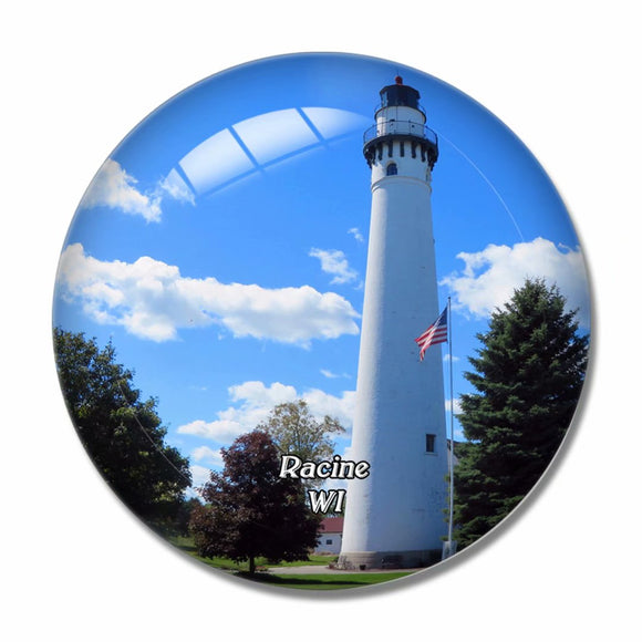 Racine Wind Point Lighthouse Wisconsin USA 3D Fridge Magnet Crystal Glass