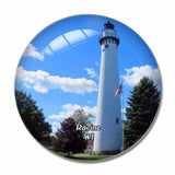 Racine Wind Point Lighthouse Wisconsin USA 3D Fridge Magnet Crystal Glass
