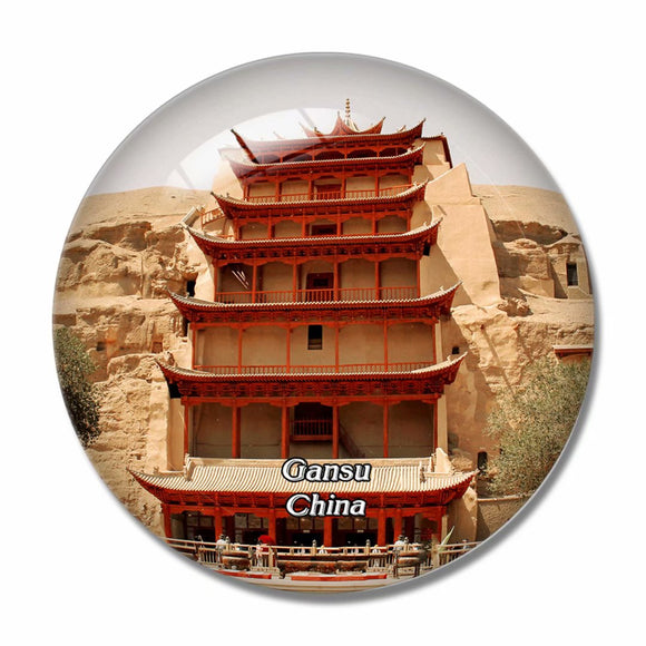 China Gansu Dunhuang Mogao Grottoes 3D Fridge Magnet Crystal Glass