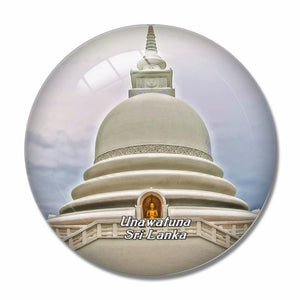 Sri Lanka Japanese Peace Pagoda Unawatuna 3D Fridge Magnet Crystal Glass