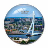 Holland Erasmus Bridge Rotterdam 3D Fridge Magnet Crystal Glass