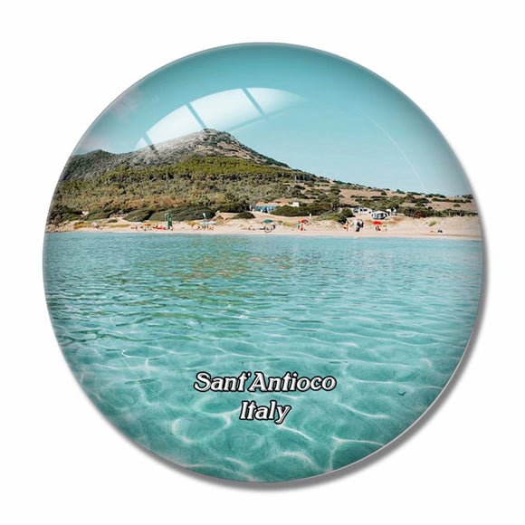 Italy Sant'Antioco Spiaggia di Coaquaddus 3D Fridge Magnet Crystal Glass