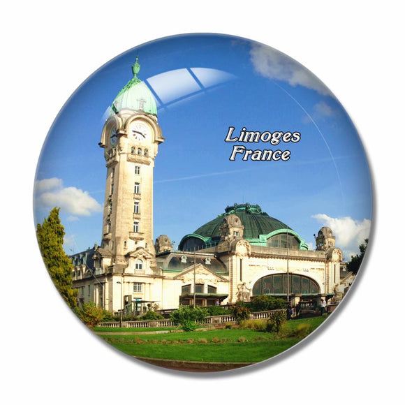 France Limoges Railway Station 3D Fridge Magnet Crystal Glass