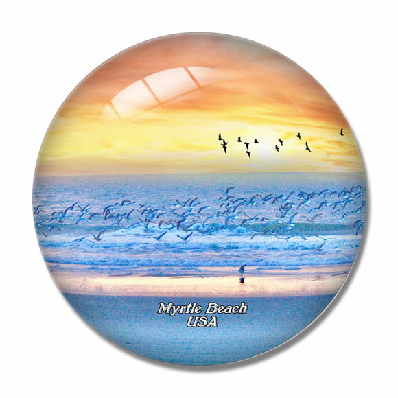 USA America Myrtle Beach Sunrise 3D Fridge Magnet Crystal Glass