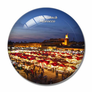 Morocco Jemaa Marketplace Marrakech 3D Fridge Magnet Crystal Glass