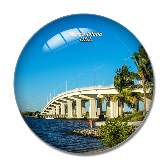 USA America Marco Island Florida Bridge 3D Fridge Magnet Crystal Glass