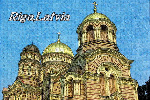 Latvia Riga Orthodox Church Jigsaw Puzzle Wooden 1000 Piece