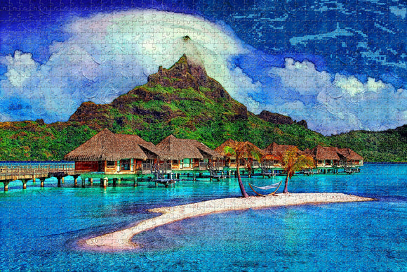 French Polynesia Mount Otemanu Bora Bora Island Jigsaw Puzzle Wooden 1000 Piece