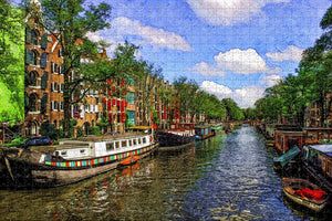 Holland Canal Amsterdam Jigsaw Puzzle Wooden 1000 Piece