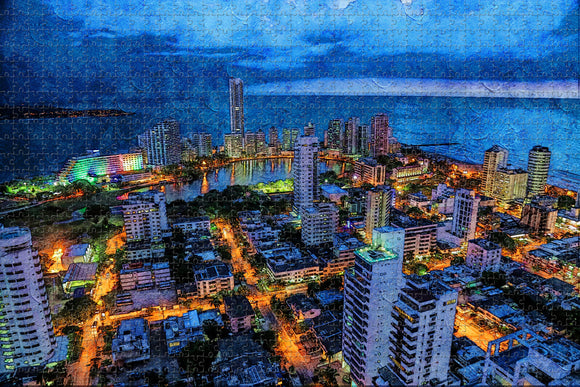 Colombia Cartagena Night Jigsaw Puzzle Wooden 1000 Piece