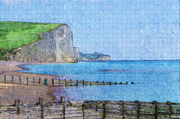 UK England Birling Gap and the Seven Sisters Eastbourne Jigsaw Puzzle Wooden 1000 Piece