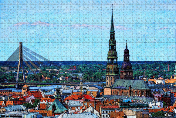 Latvia Riga Old Town Jigsaw Puzzle Wooden 1000 Piece