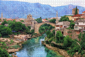 Bosnia Mostar Bosnia Bridge Jigsaw Puzzle Wooden 1000 Piece