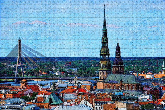 Old Town Riga Latvia Jigsaw Puzzle Wooden 1000 Piece