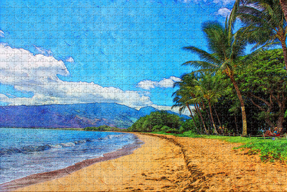 Beach Landscape Hawaii Maui Kihei USA Jigsaw Puzzle Wooden 1000 Piece