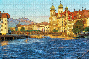 Switzerland Old Town Lucerne Jigsaw Puzzle Wooden 1000 Piece