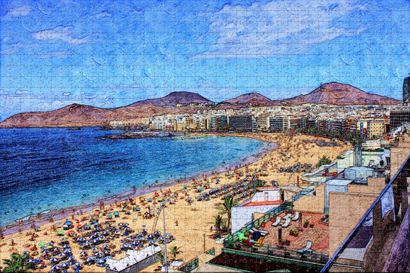 Spain Beach of Las Canteras Las Palmas Jigsaw Puzzle Wooden 1000 Piece