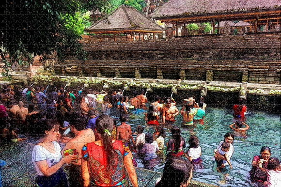 Indonesia Tirta Empul Temple Bali Jigsaw Puzzle Wooden 1000 Piece