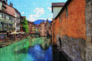 France Old Town Island Palace Annecy Jigsaw Puzzle Wooden 1000 Piece