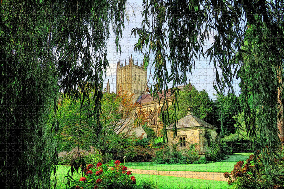 UK England Wells Cathedral Bishop's Garden Jigsaw Puzzle Wooden 1000 Piece