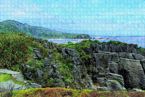 New Zealand Punakaiki Pancake Rock and Blowhole Greymouth Jigsaw Puzzle Wooden 1000 Piece