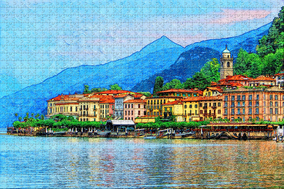 Italy Como Lake Bellagio Port Jigsaw Puzzle Wooden 1000 Piece