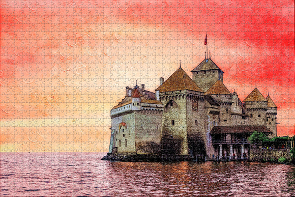 Switzerland Chillon Castle Montreux Jigsaw Puzzle Wooden 1000 Piece