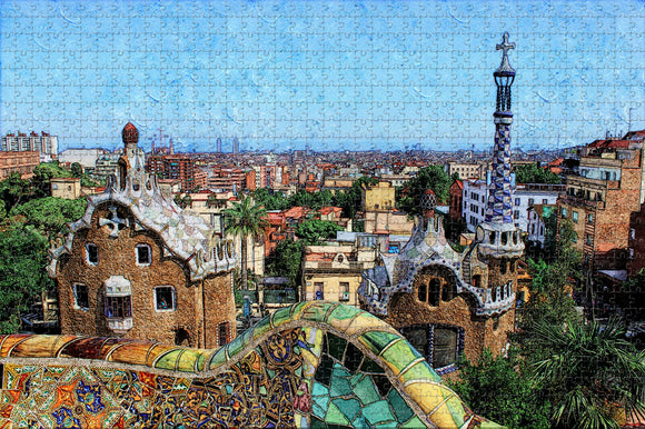 Spain Guell Park Barcelona Jigsaw Puzzle Wooden 1000 Piece