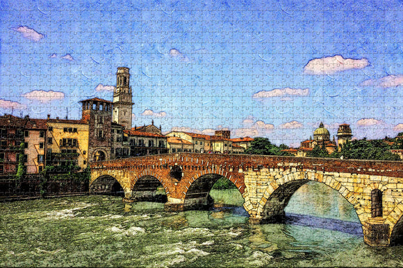 Italy Bridge Verona Jigsaw Puzzle Wooden 1000 Piece