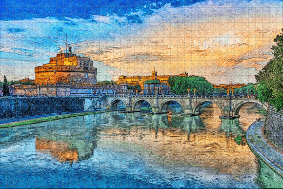 Italy Castel Sant'Angelo Bridge Rome Jigsaw Puzzle Wooden 1000 Piece