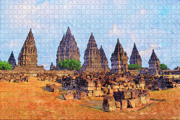 Indonesia PrambananTemple Yogyakarta Jigsaw Puzzle Wooden 1000 Piece