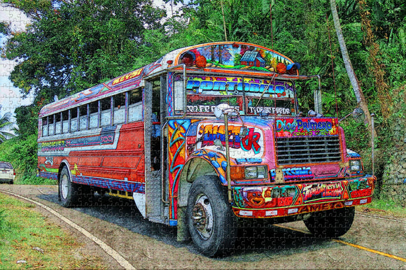 Colorful Bus Panama Jigsaw Puzzle Wooden 1000 Piece