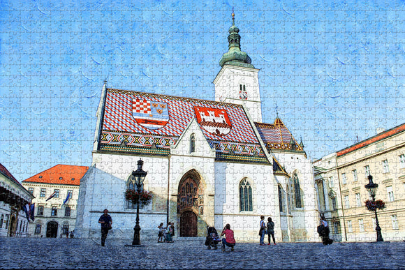 Croatia St. Mark's Church Zagreb Jigsaw Puzzle Wooden 1000 Piece