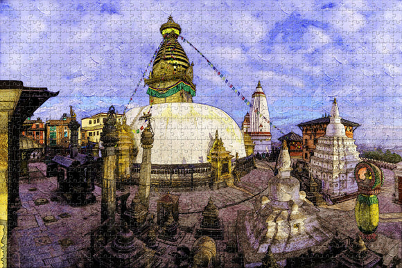 Swayambhunath Temple Kathmandu Nepal Jigsaw Puzzle Wooden 1000 Piece