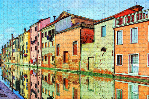 Italy Chioggia Gamle Hus Kanal Jigsaw Puzzle Wooden 1000 Piece