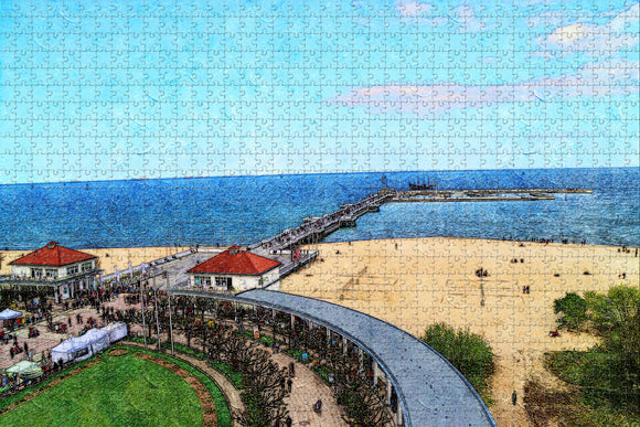 Poland Sopot Beach Jigsaw Puzzle Wooden 1000 Piece