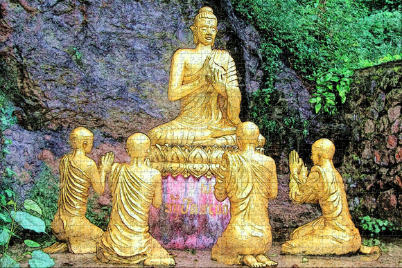 Laos Buddha Gold Jigsaw Puzzle Wooden 1000 Piece